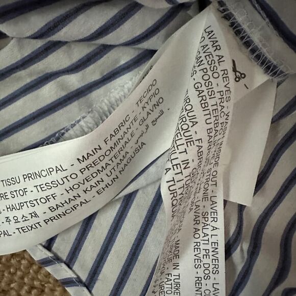 Zara blue and white striped contrast tweed long sleeved button down shirt NWOT M - Picture 13 of 13